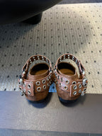 Alaia 25 Biker Ballet Flats Brown Chocolate Suede 303730