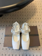 Alaia 25 Biker Ballet Flats White Calfskin 303734