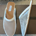 Alaia 25 Fishnet Flat Mules White Lampskin 303681