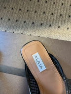 Alaia 25 Fishnet Flat Mules Black Lampskin 303685