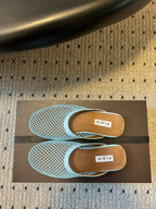 Alaia 25 Fishnet Flat Mules Lagoon Green Lampskin 303684