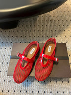 Alaia 25 Women's Ballet Flat Red Sheepskin 303702