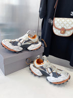HIKE SNEAKER IN BEIGE AND ORANGE MESH, POLYURETHANE AND POLYESTER