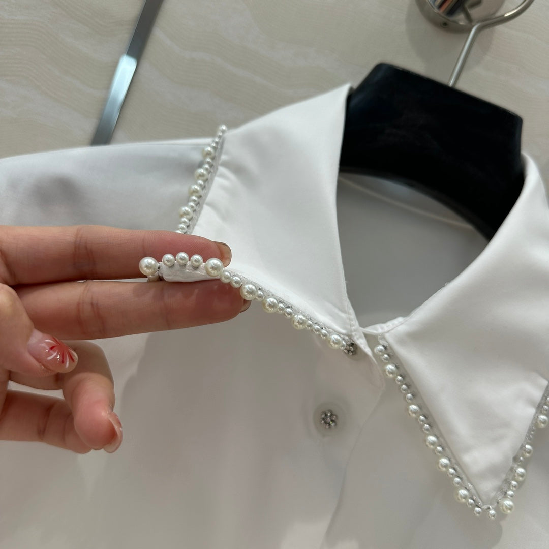 CC Pearl Edge Shirt White Cotton