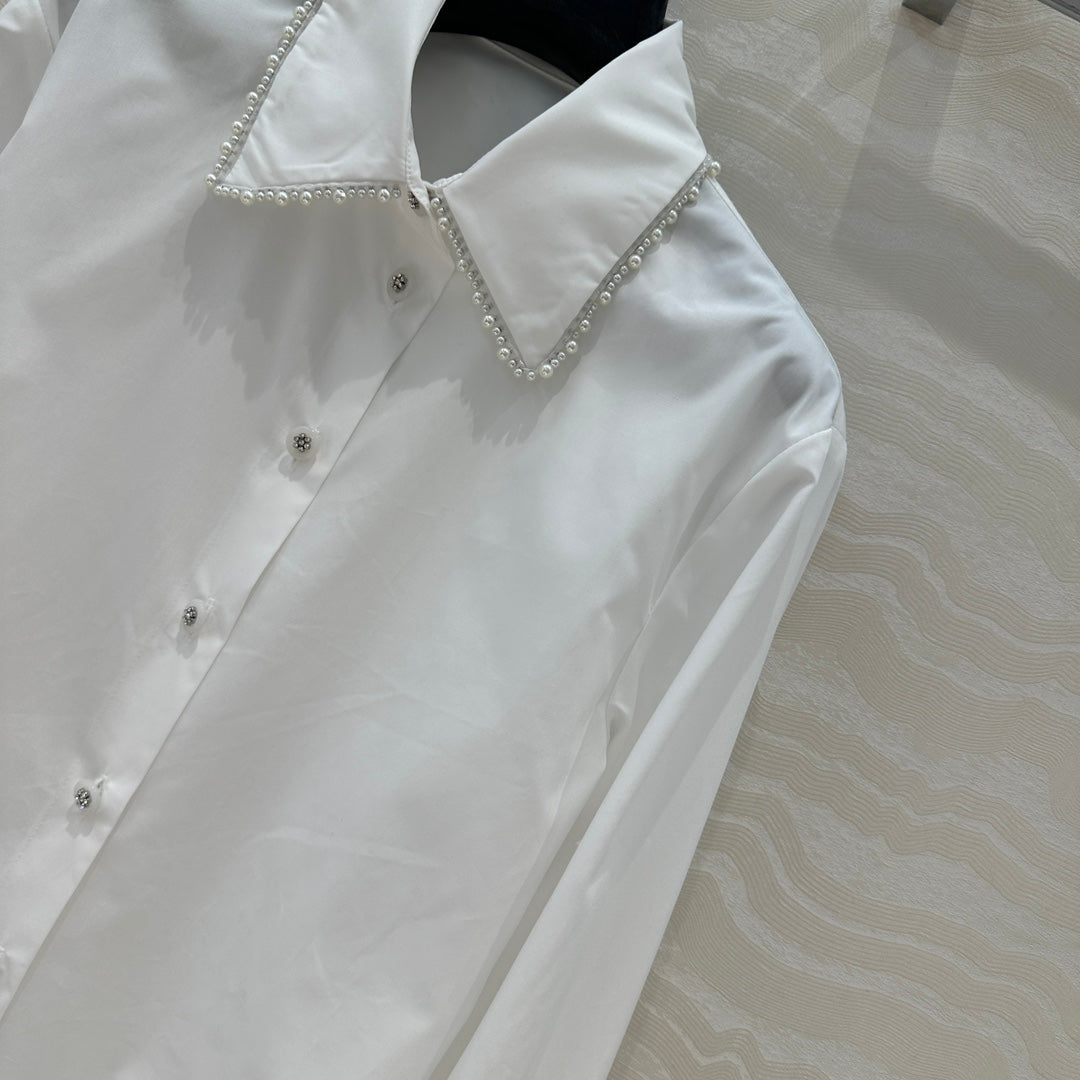 CC Pearl Edge Shirt White Cotton
