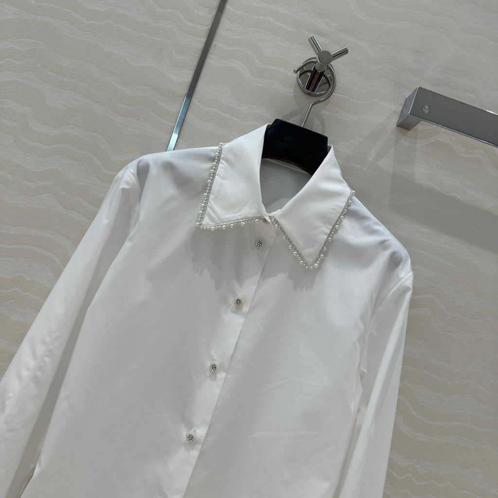 CC Pearl Edge Shirt White Cotton