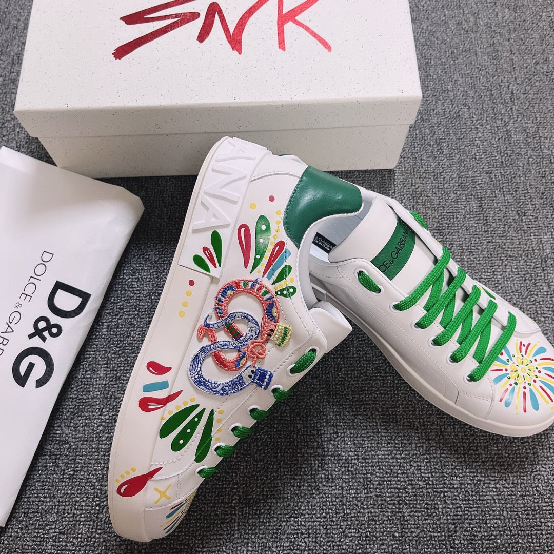 DC Portofino Limited Edition Sneakers Green Snake Embroidery & Sheepskin 288471