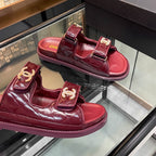 CC 25S Dad Sandal Mule Burgundy Patent Calfskin