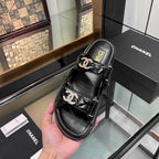 CC 25S Dad Sandal Mule Black Patent Calfskin