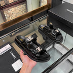 CC 25S Dad Sandal Mule Black Patent Calfskin