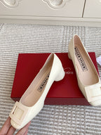 Viv 25 Ballet Flats White Cowhide Leather Sheepskin 255209