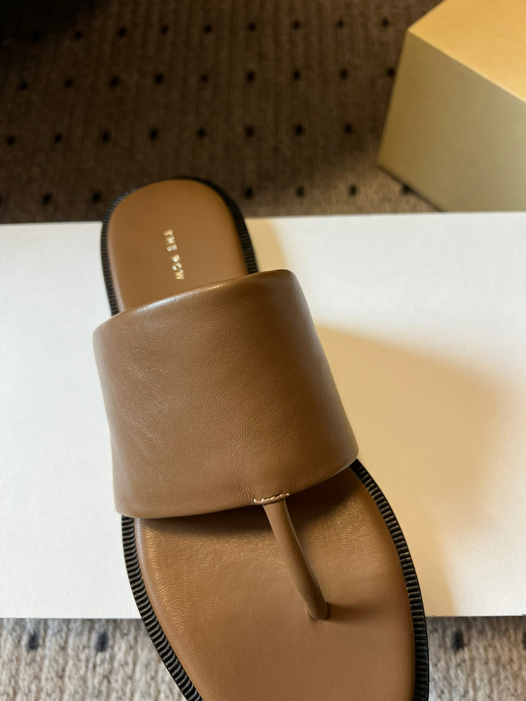 Signum Flat Sandal in Brown Sheepskin 282426