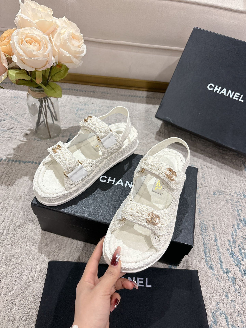 CC 25S Dad Sandal Raffia Calfskin