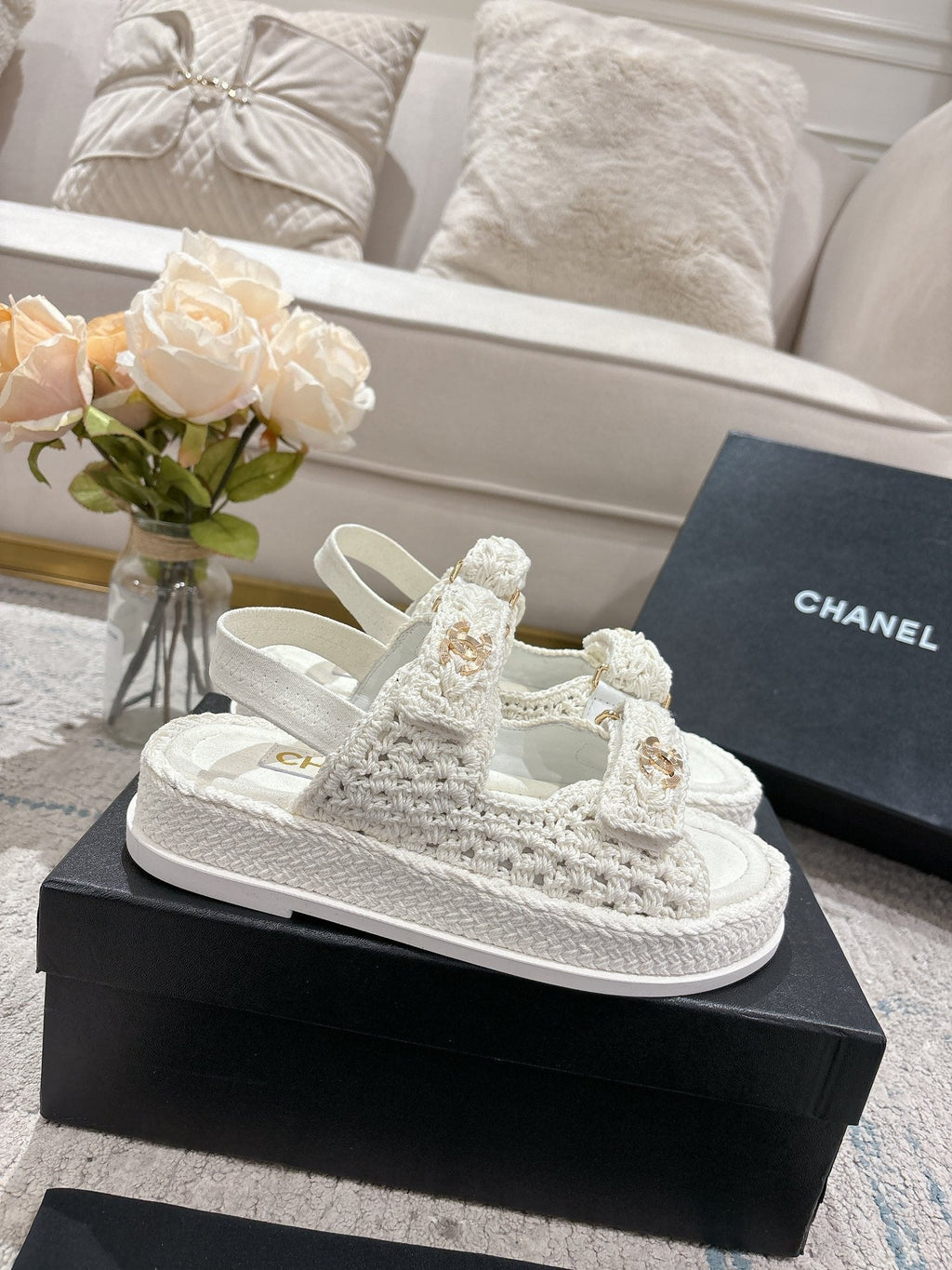 CC 25S Dad Sandal Raffia Calfskin