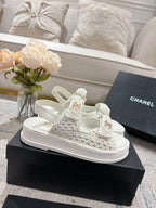 CC 25S Dad Sandal Raffia Calfskin