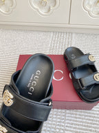 GC sandal with Double G Black Calfskin 291025