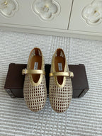 Alaia Women's Ballet Flat Gold Lambskin 291053