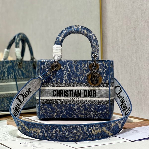 CD Denim Water Blue 24 Lady Dior Bag Canvas 336663