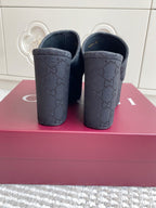 GC 25 Wedge With Horsebit Sandal Black Canvas 291030