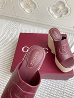 GC 25 Interlocking G Sandal Red Burgundy Cord Cowhide 291033