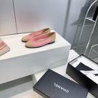 CC 25 Ballet Flat Pink Beige Raffia