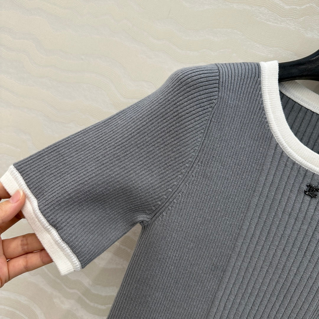 CC Knitted T-Shirt Gray Cotton