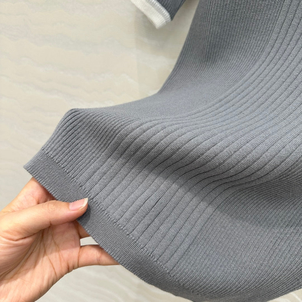 CC Knitted T-Shirt Gray Cotton