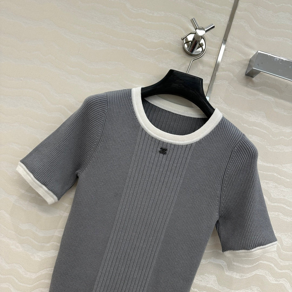 CC Knitted T-Shirt Gray Cotton