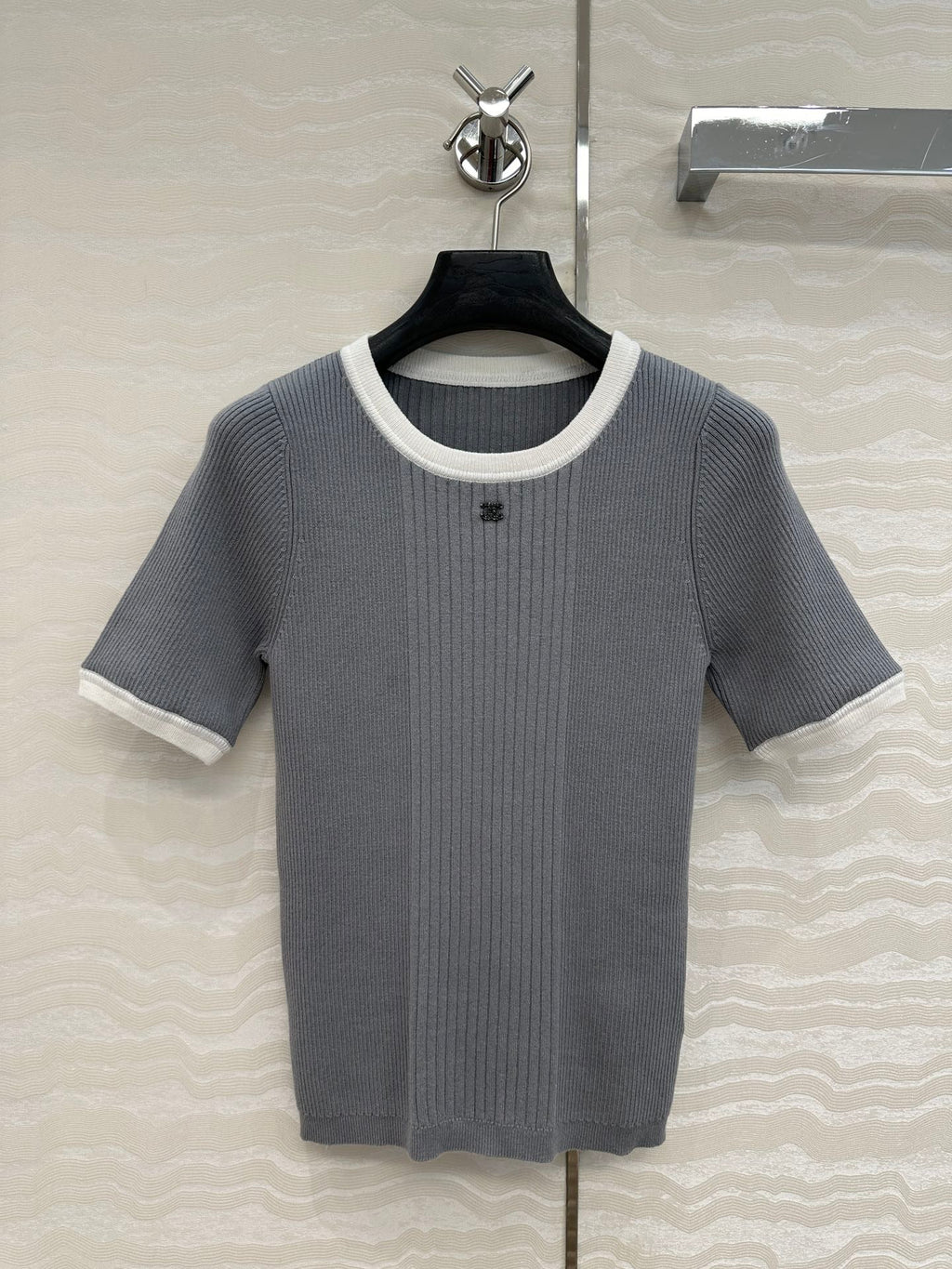 CC Knitted T-Shirt Gray Cotton