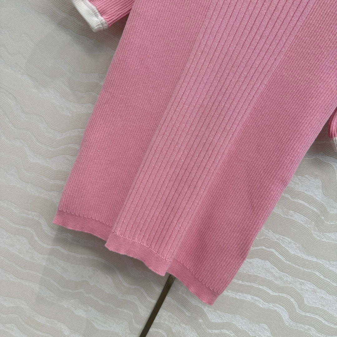 CC Knitted T-Shirt Pink Cotton
