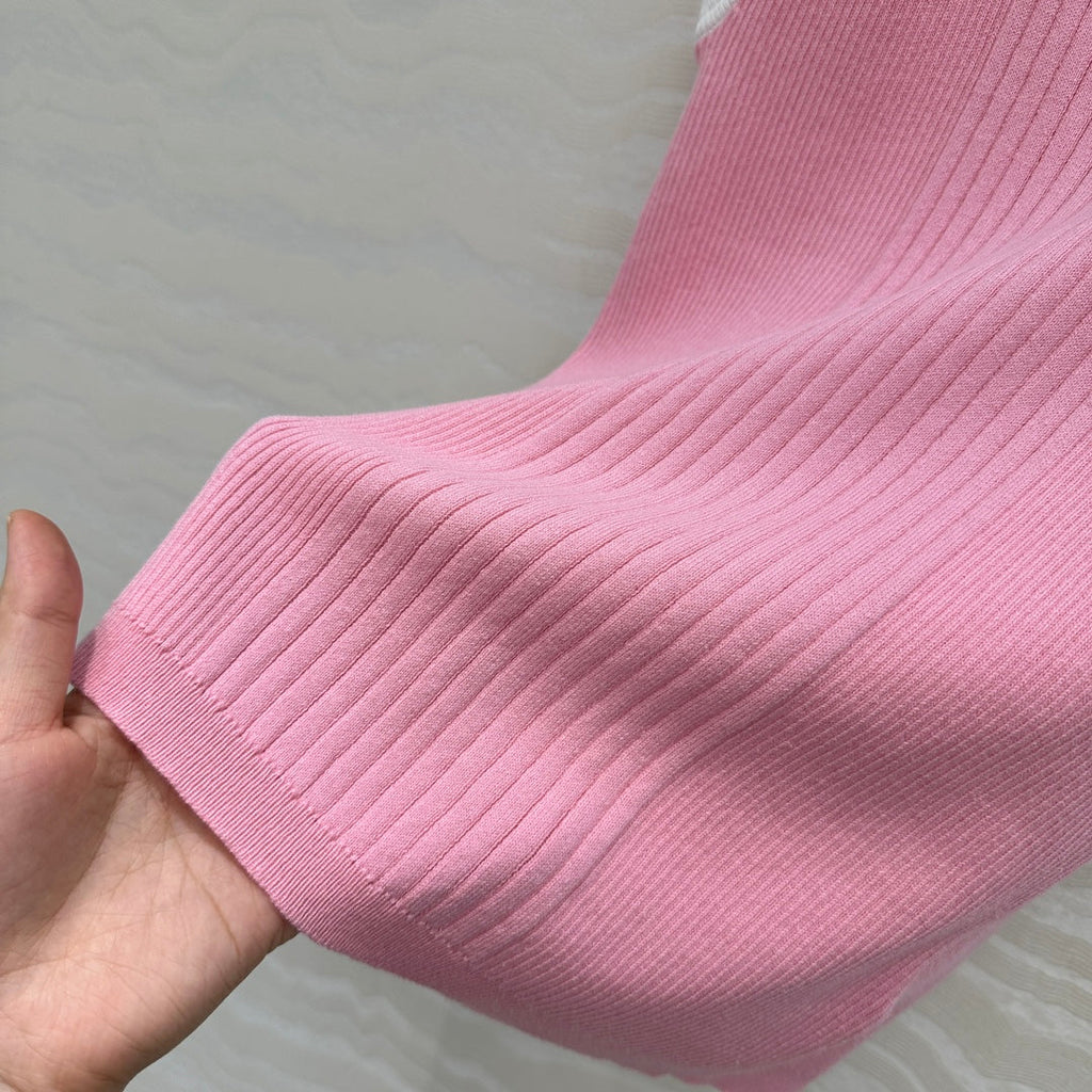 CC Knitted Vest Pink Cotton