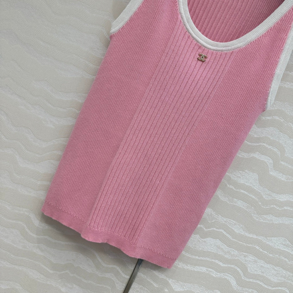 CC Knitted Vest Pink Cotton