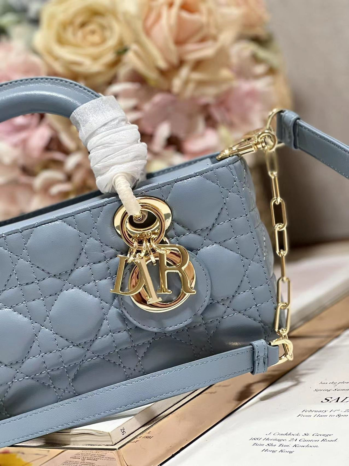 CD Lady D-Joy 22 Sky Blue Lambskin 336627