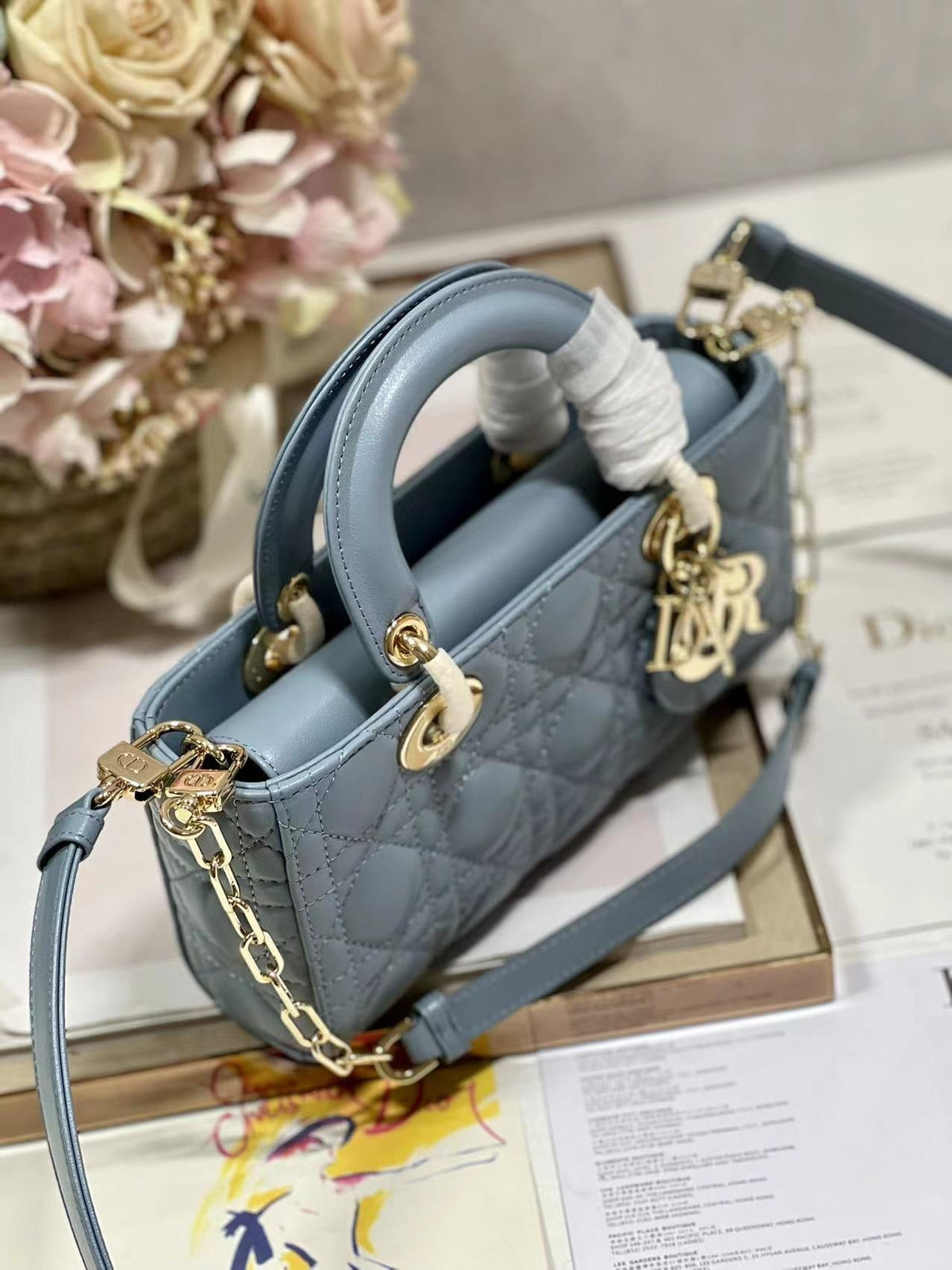 CD Lady D-Joy 22 Sky Blue Lambskin 336627