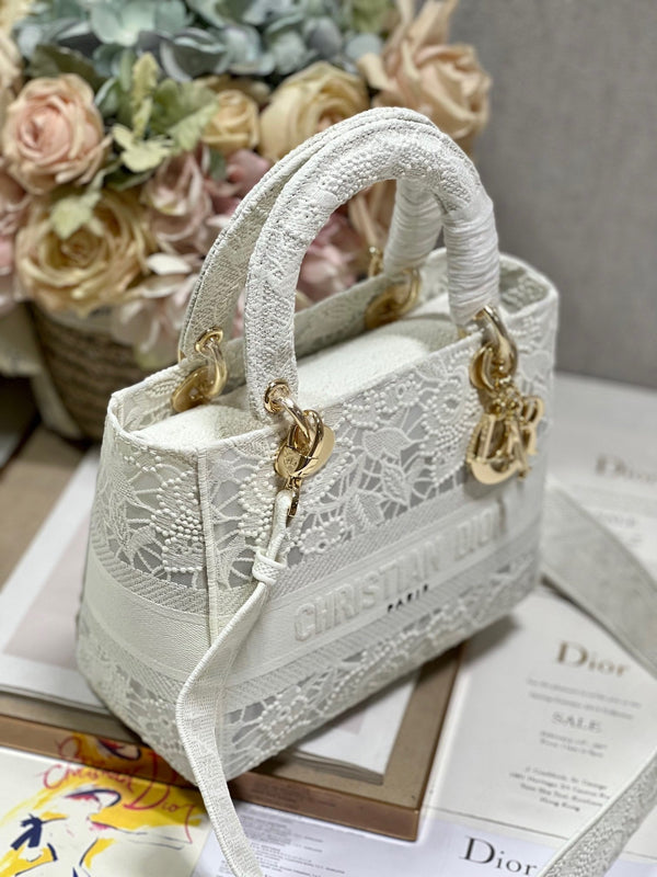 CD Mesh White 24 Lady Dior Bag Canvas 336703