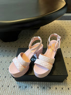 CC 25SS Platform Sandals 5.5cm Light Pink Sheepskin 319629
