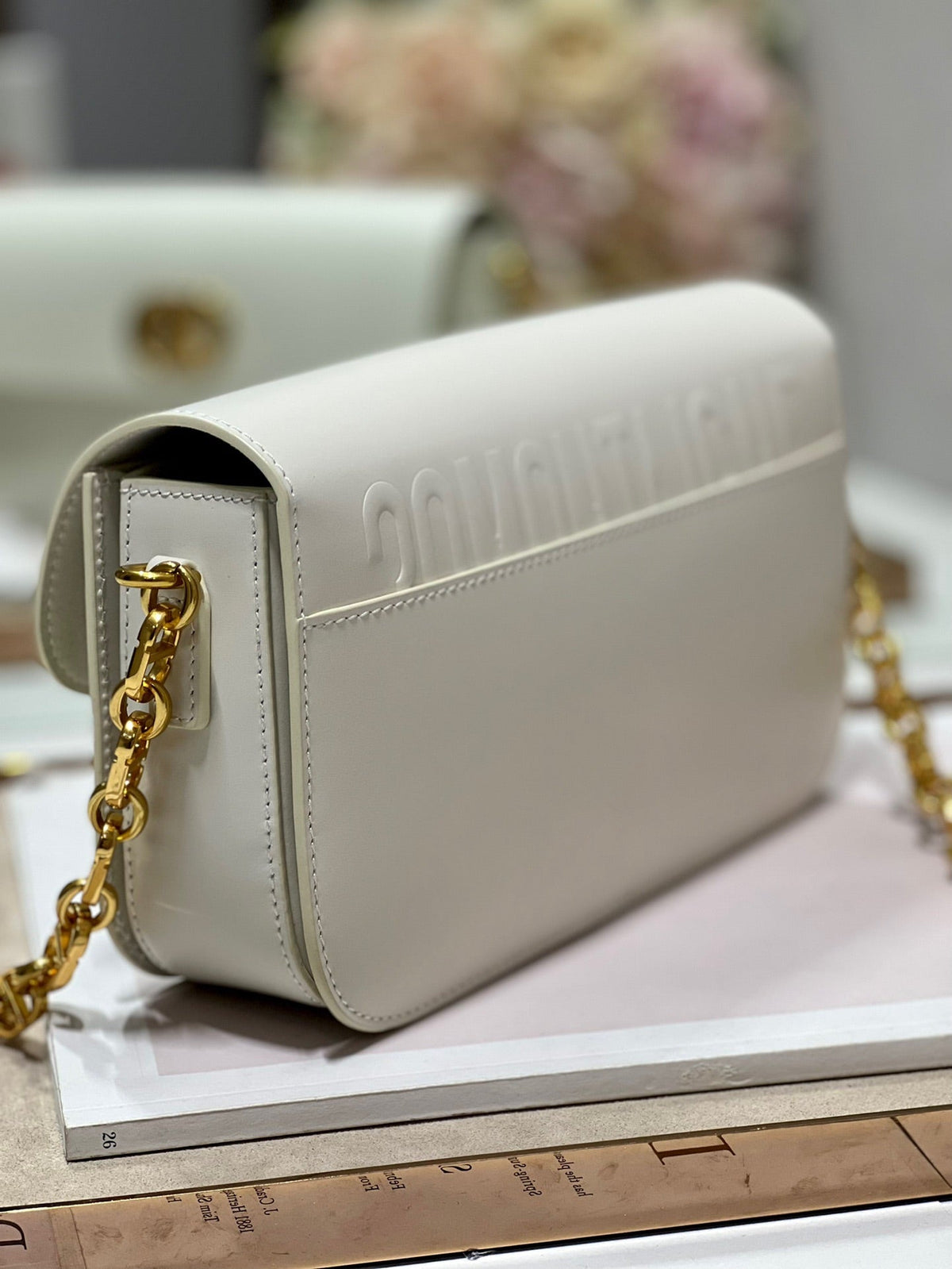 CD Montaigne Avenue Bag White Calfskin 336842