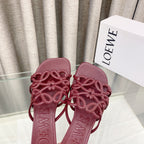 Loewe 25 Petal Anagram Slide 45mm Red Sheepskin 321068
