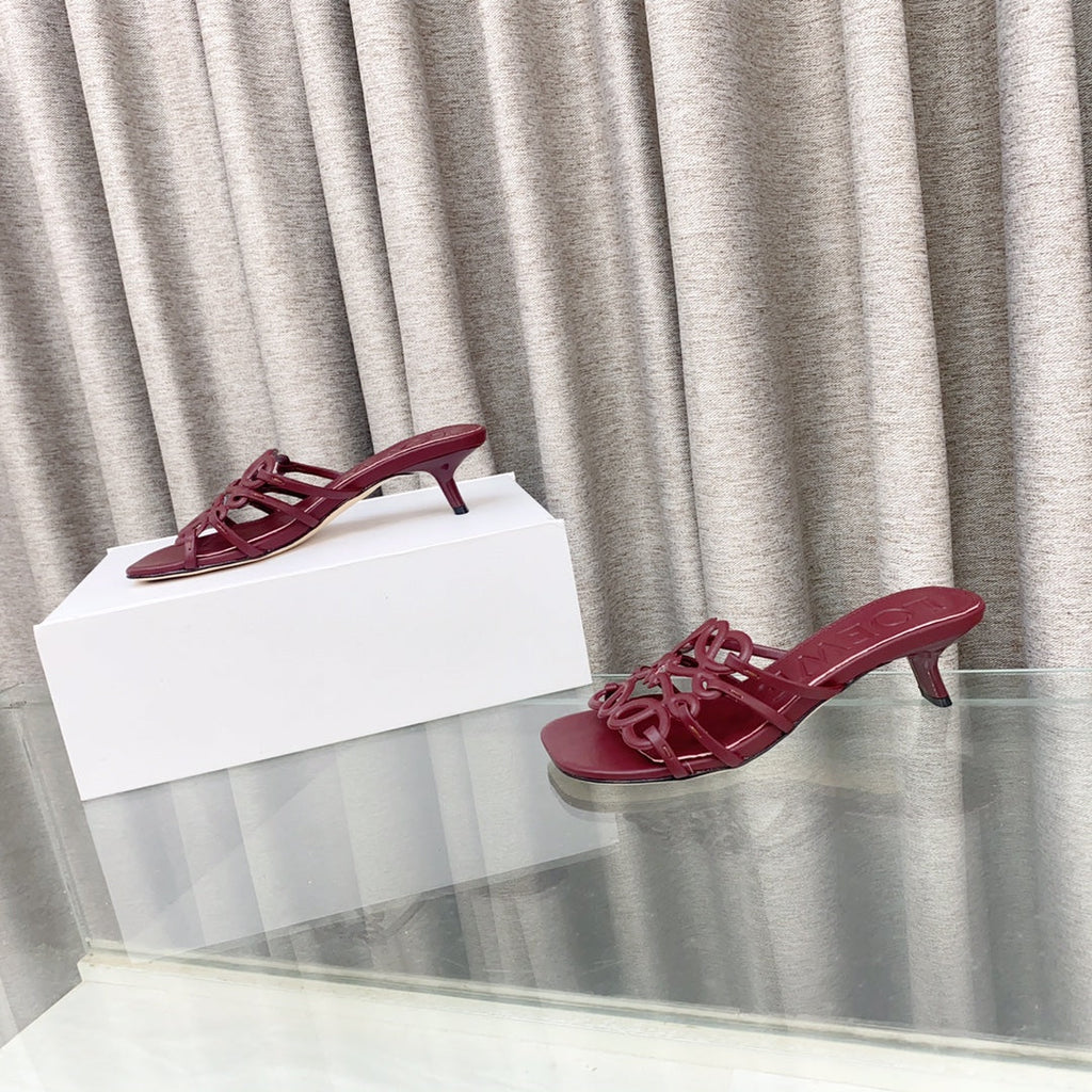Loewe 25 Petal Anagram Slide 45mm Red Sheepskin 321068