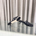 Loewe 25 Petal Anagram Slide 45mm Black Sheepskin