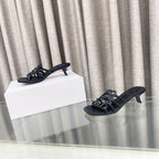 Loewe 25 Petal Anagram Slide 45mm Black Sheepskin