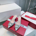 Viv 25 Mules Silver Silk Satin Czech Diamond 330671