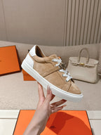 HM Day Sneakers White Brown Suede Calfskin 577512