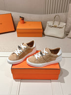 HM Day Sneakers White Brown Suede Calfskin 577512