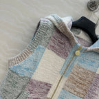 CC Hooded Vest Multicolor Polyester Acrylic Fibers Wool