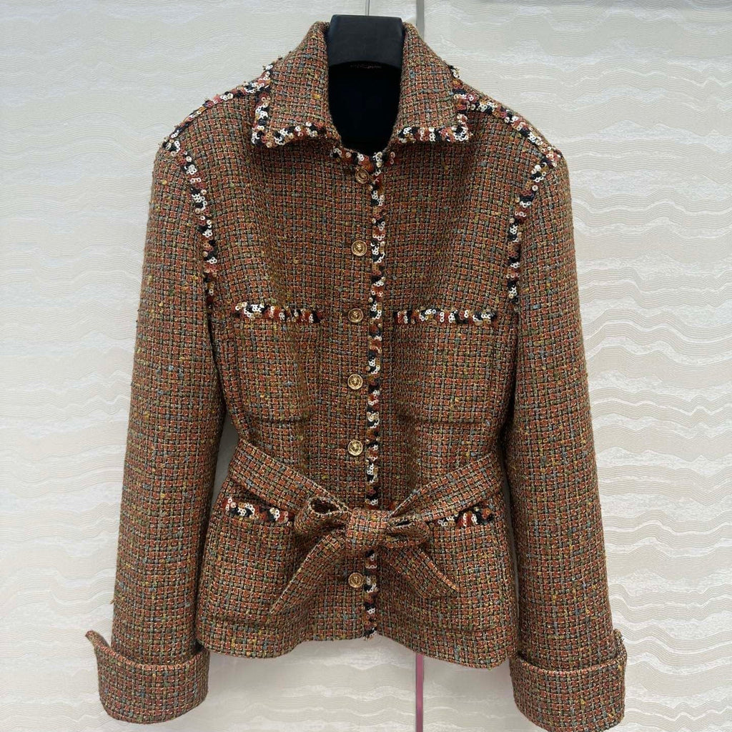 CC 25 Tweed Jacket Brown Wool Cotton Viscose