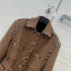 CC 25 Tweed Jacket Brown Wool Cotton Viscose