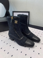 CC Ankel Boots 30mm Black Tweed & Sheepskin 432509