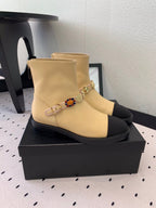 CC 24 Mold GHW Classic Ankle Boots 30mm Black Beige Sheepskin 432513