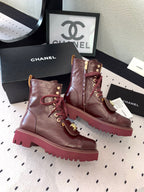 CC Split Toe Ankle Boot 40mm Burgundy Sheepskin Rubber GHW 432516